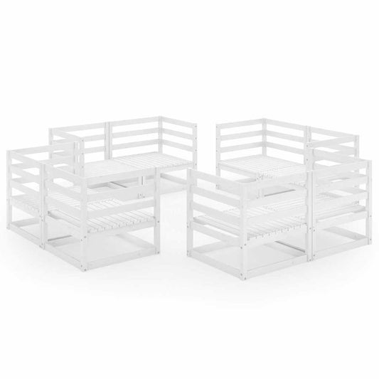 vidaXL 8 Piece Garden Lounge Set White Solid Wood Pine