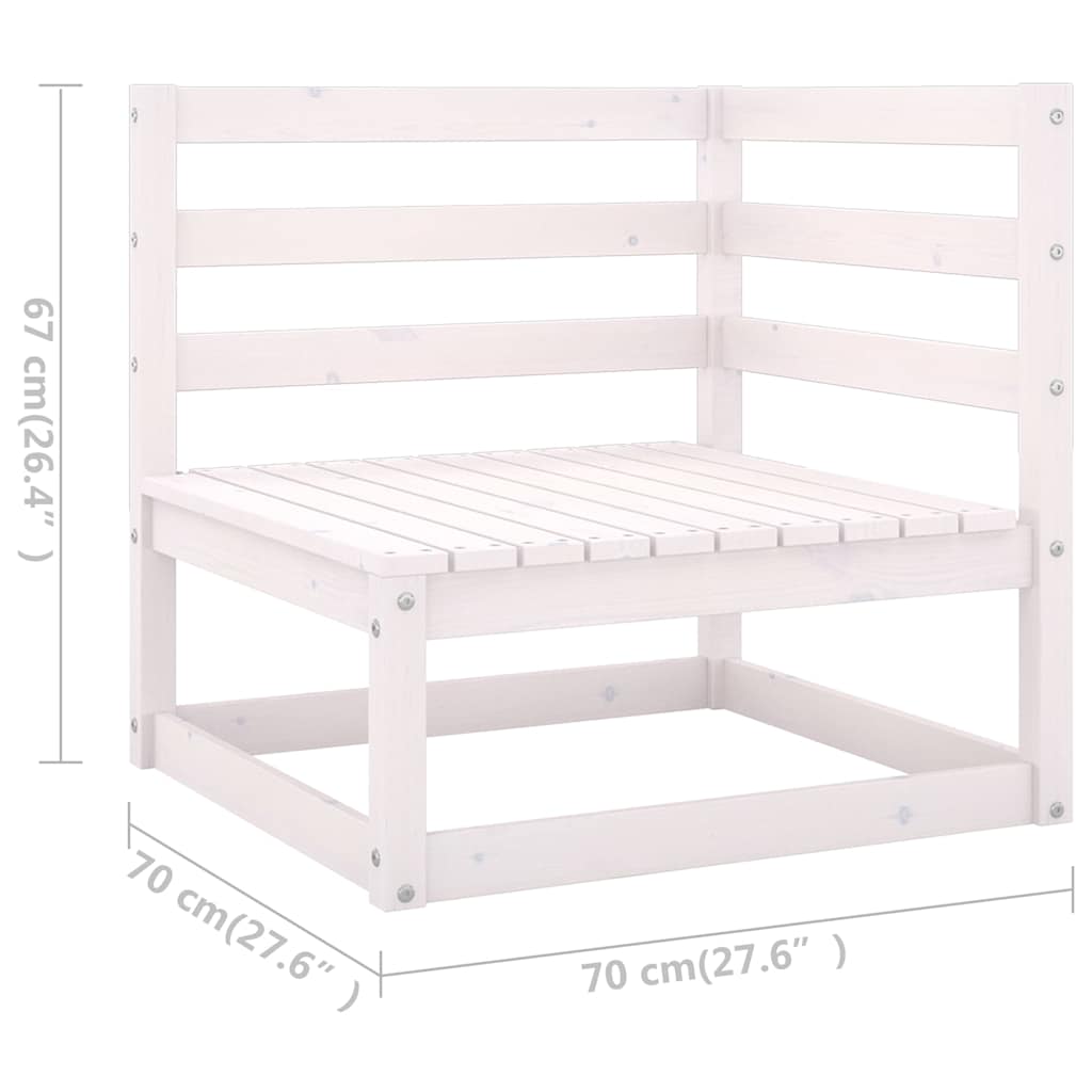 vidaXL 8 Piece Garden Lounge Set White Solid Wood Pine