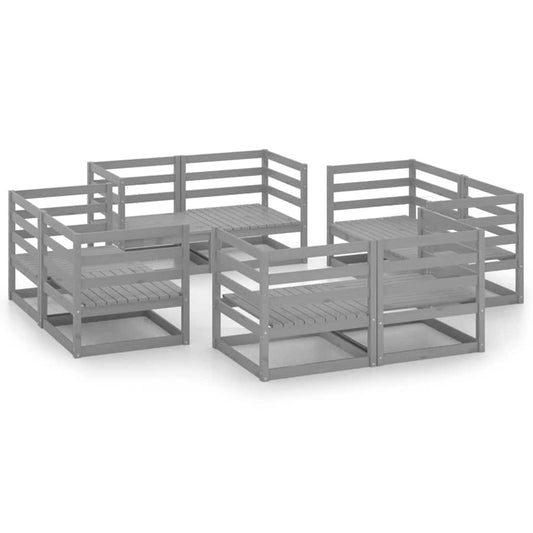 vidaXL 8 Piece Garden Lounge Set Grey Solid Wood Pine