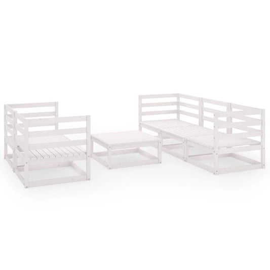 vidaXL 6 Piece Garden Lounge Set White Solid Wood Pine