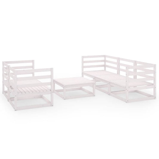 vidaXL 6 Piece Garden Lounge Set White Solid Wood Pine