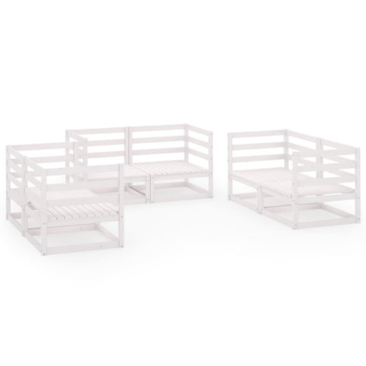 vidaXL Garden Lounge Set | White | Solid Pine Wood | 6 Pieces | Modular