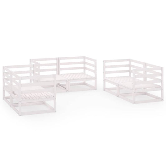 vidaXL 6 Piece Garden Lounge Set White Solid Wood Pine