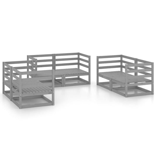 vidaXL 6 Piece Garden Lounge Set Grey Solid Wood Pine