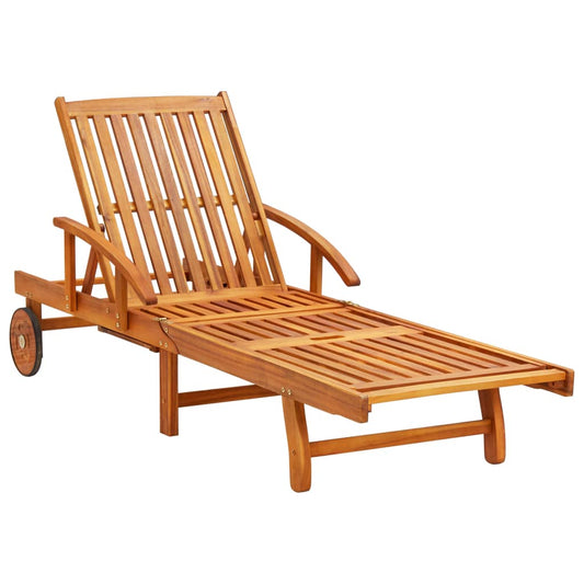 vidaXL Sun Lounger | Brown | Solid Acacia Wood | Standard Sun Lounger Size