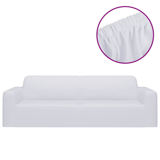 332950 vidaXL 3-Seater Stretch Couch Slipcover White Polyester Jersey