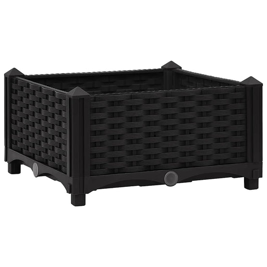 vidaXL Raised Bed | Black | Polypropylene | Medium | Decorative Inlays