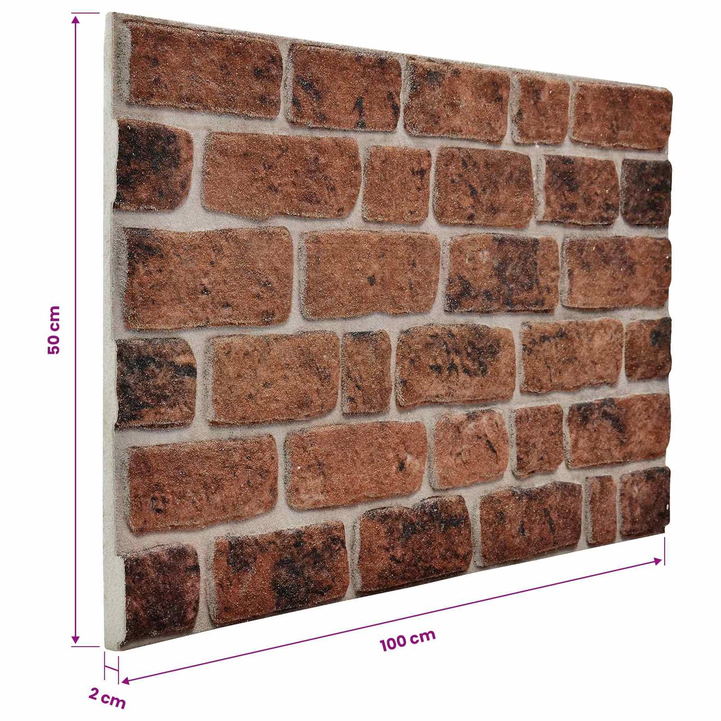 vidaXL Wall Panels 10 pcs Brown Brick 100 x 50 cm EPS Foam