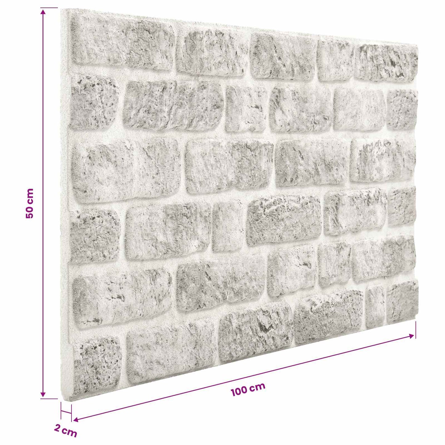 vidaXL Wall Panels 10 pcs Light Grey 100 x 50 cm EPS Foam