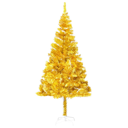 vidaXL Artificial Pre-lit Christmas Tree with Ball Set Gold 180 cm PET