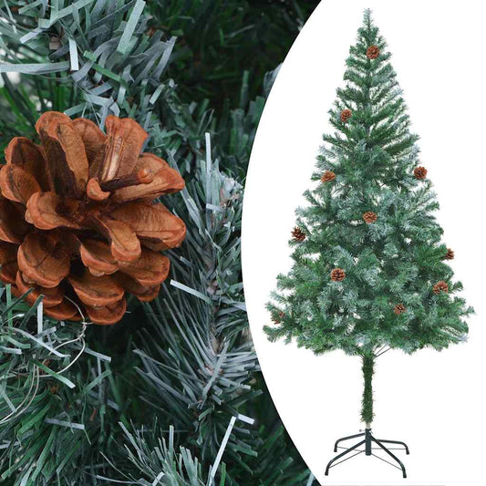 vidaXL Artificial Pre-lit Christmas Tree with Ball Set Pinecones 180cm