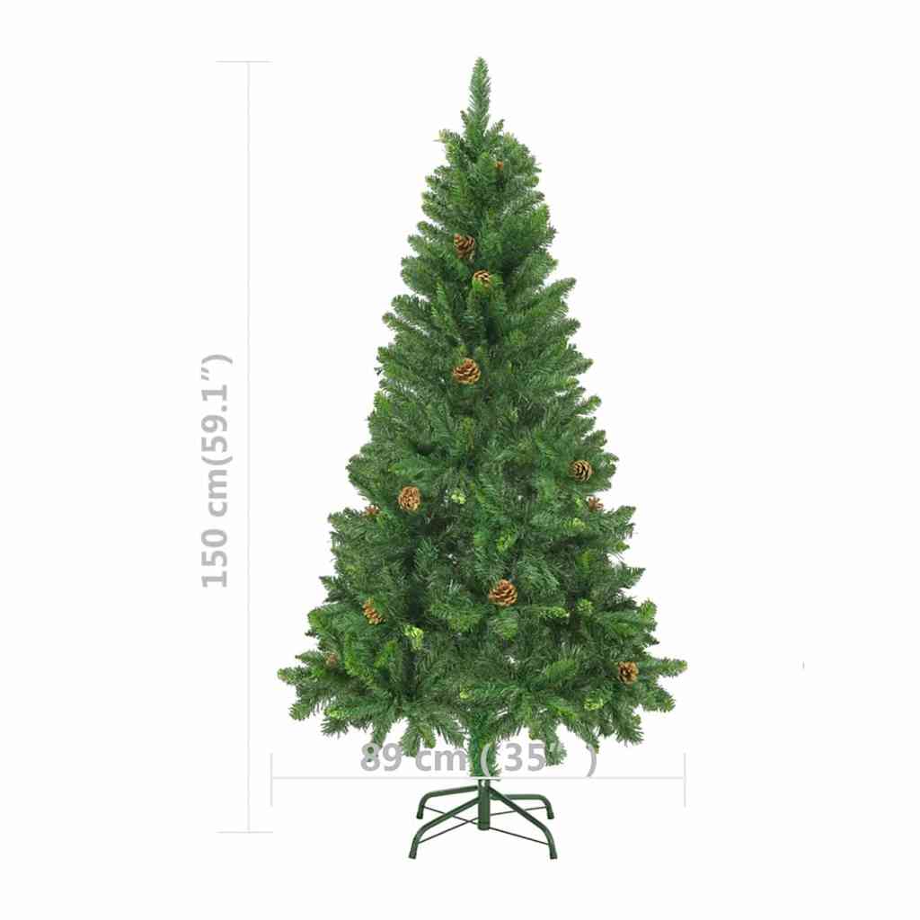 vidaXL Artificial Pre-lit Christmas Tree with Pine Cones Green 150 cm