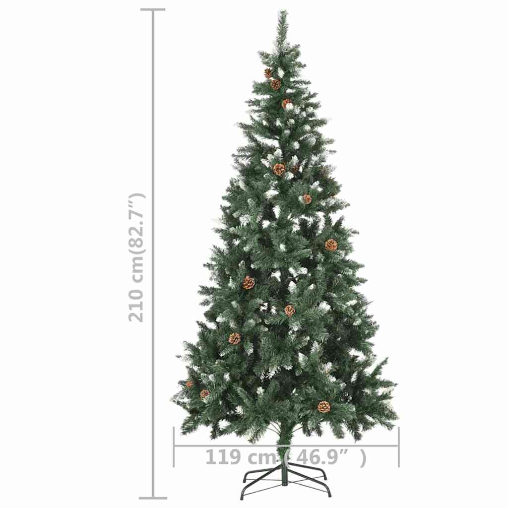 vidaXL Artificial Pre-lit Christmas Tree with Pine Cones 210 cm