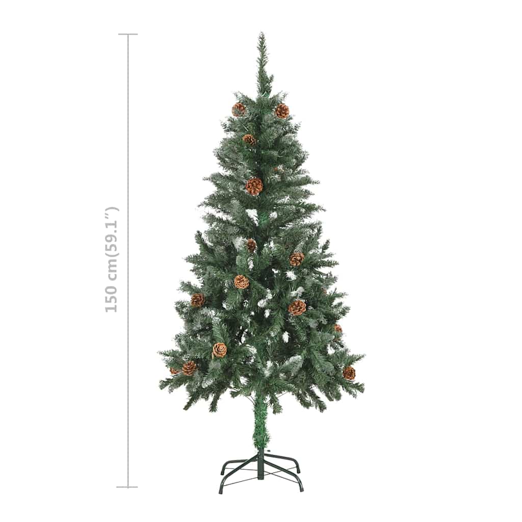 vidaXL Artificial Pre-lit Christmas Tree with Ball Set&Pine Cones 150 cm