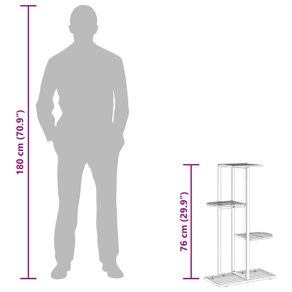 336108 vidaXL 4-Floor Flower Stand 43x22x76 cm Black Metal