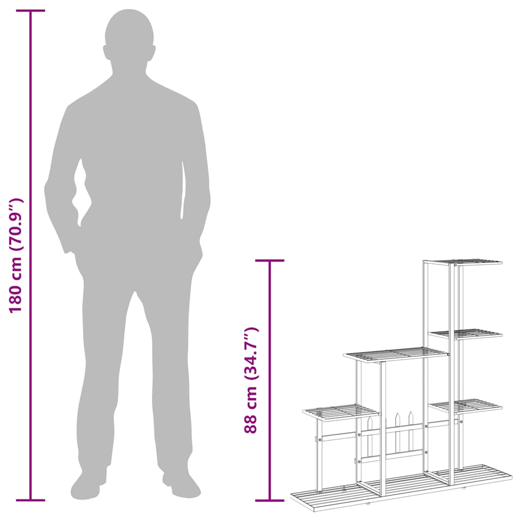 vidaXL Flower Stand 94.5x25x88 cm Black Metal