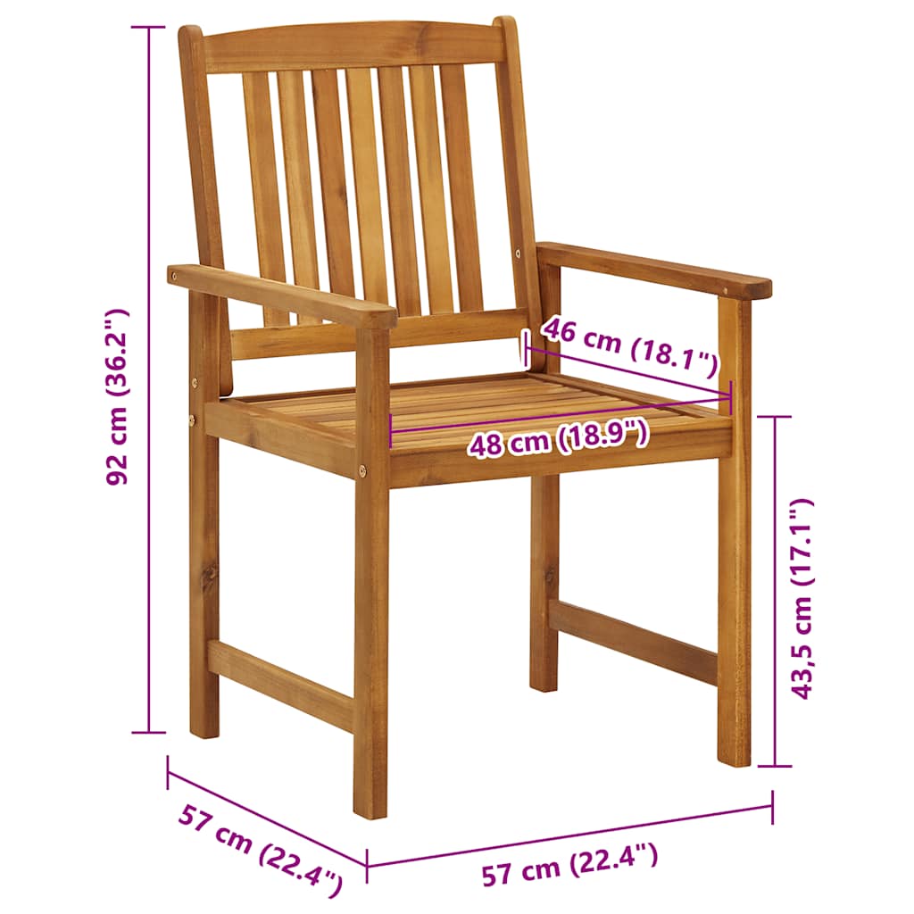 vidaXL Garden Chair | Set of 8 | Brown | Solid Acacia Wood | Standard | Durable