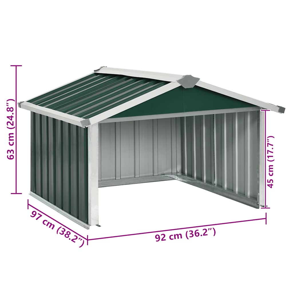 vidaXL Garden Robot Lawnmower Shed 92x97x63 cm Galvanised Steel Green