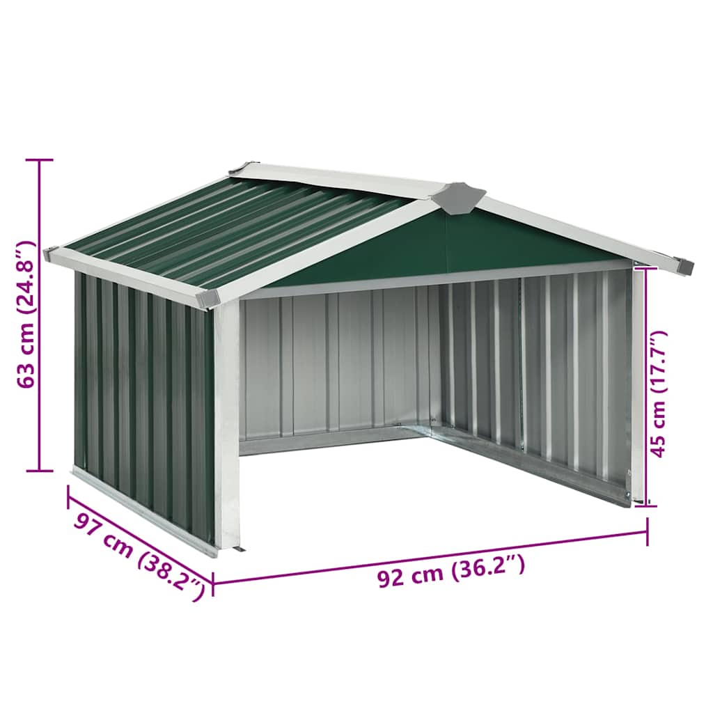 150907 vidaXL Garden Robot Lawnmower Shed 92x97x63 cm Galvanised Steel Green