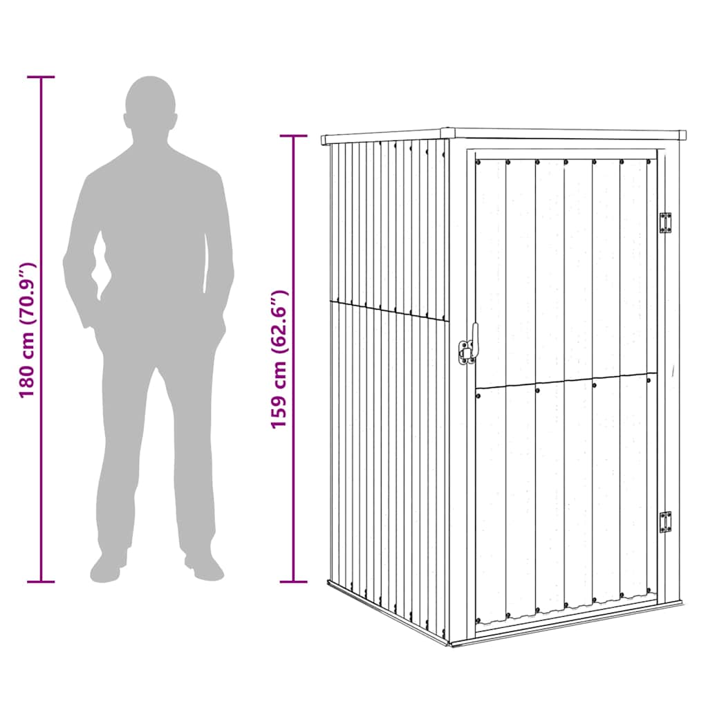 vidaXL Garden Tool Shed Grey 88x89x161 cm Galvanised Steel