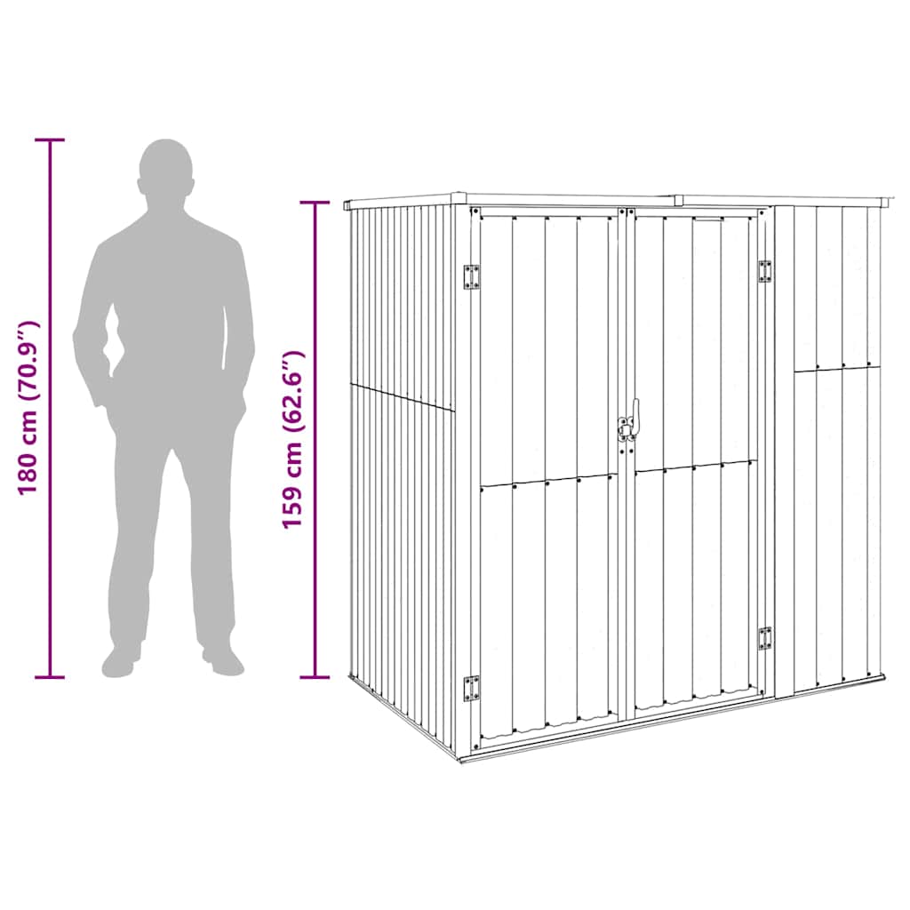 vidaXL Garden Tool Shed Brown 161x89x161 cm Galvanised Steel