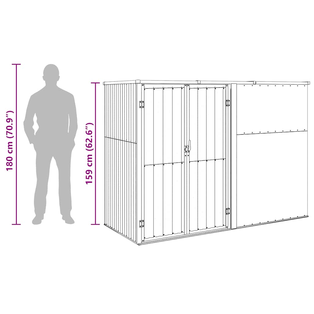 vidaXL Garden Tool Shed Green 225x89x161 cm Galvanised Steel
