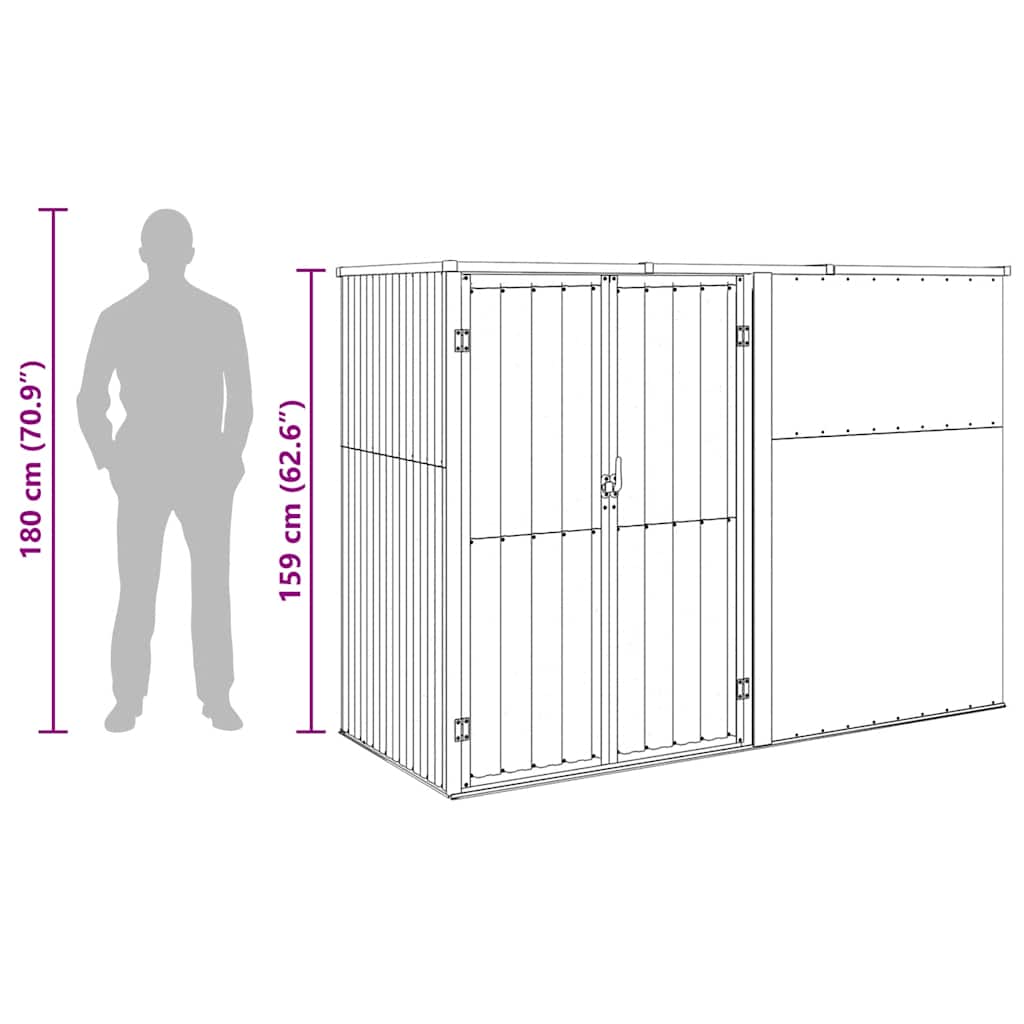 vidaXL Garden Tool Shed Brown 225x89x161 cm Galvanised Steel