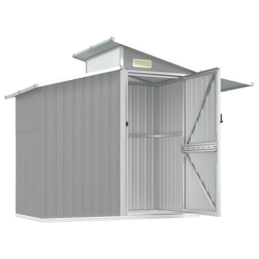 vidaXL Garden Shed Grey 270x130x208.5 cm Galvanised Steel