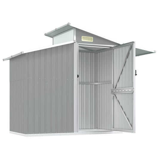 vidaXL Garden Shed Grey 270x130x208,5 cm Galvanised Steel
