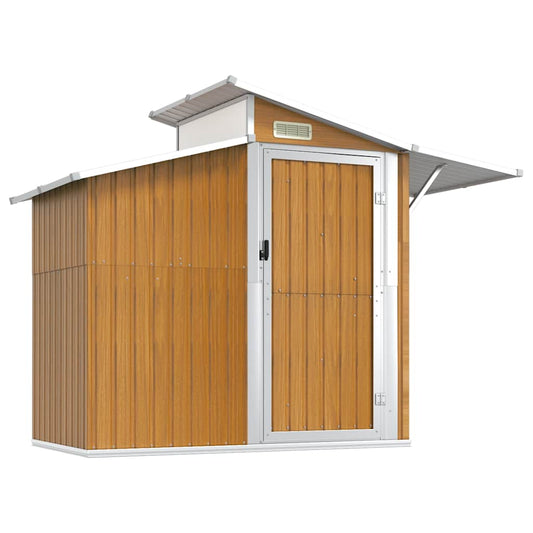 vidaXL Garden Shed Brown 270x130x208,5 cm Galvanised Steel