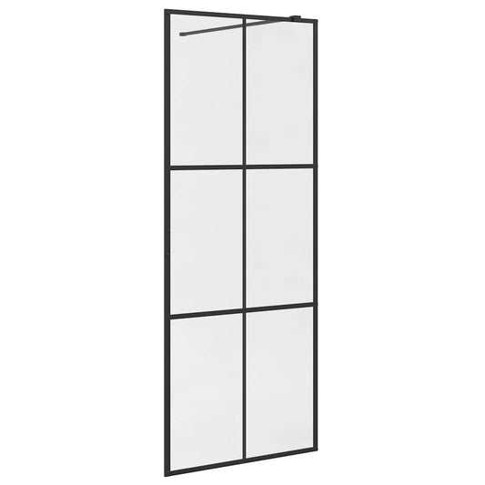 151023 vidaXL Walk-in Shower Wall with Clear ESG Glass 80x195 cm Black