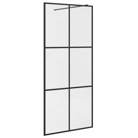 151024 vidaXL Walk-in Shower Wall with Clear ESG Glass 90x195 cm Black