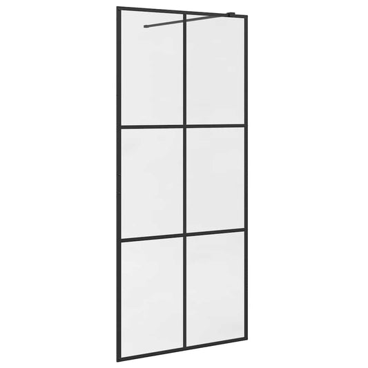 vidaXL Walk-in Shower Wall with Clear ESG Glass 90x195 cm Black