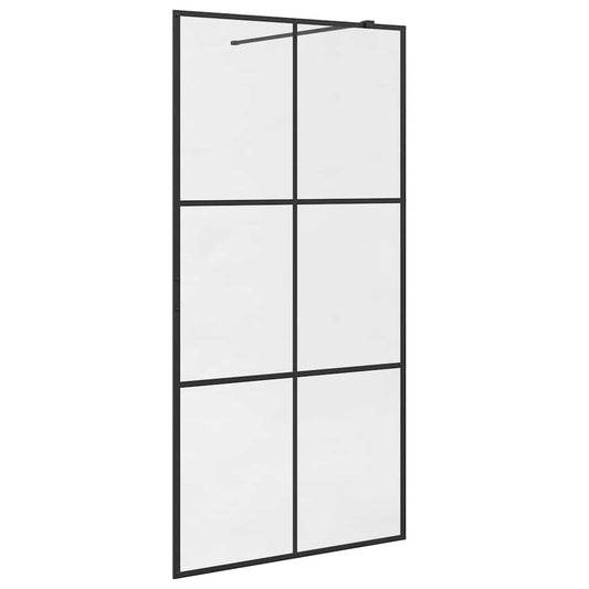 151025 vidaXL Walk-in Shower Wall with Clear ESG Glass 100x195 cm Black