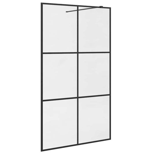 151026 vidaXL Walk-in Shower Wall with Clear ESG Glass 115x195 cm Black