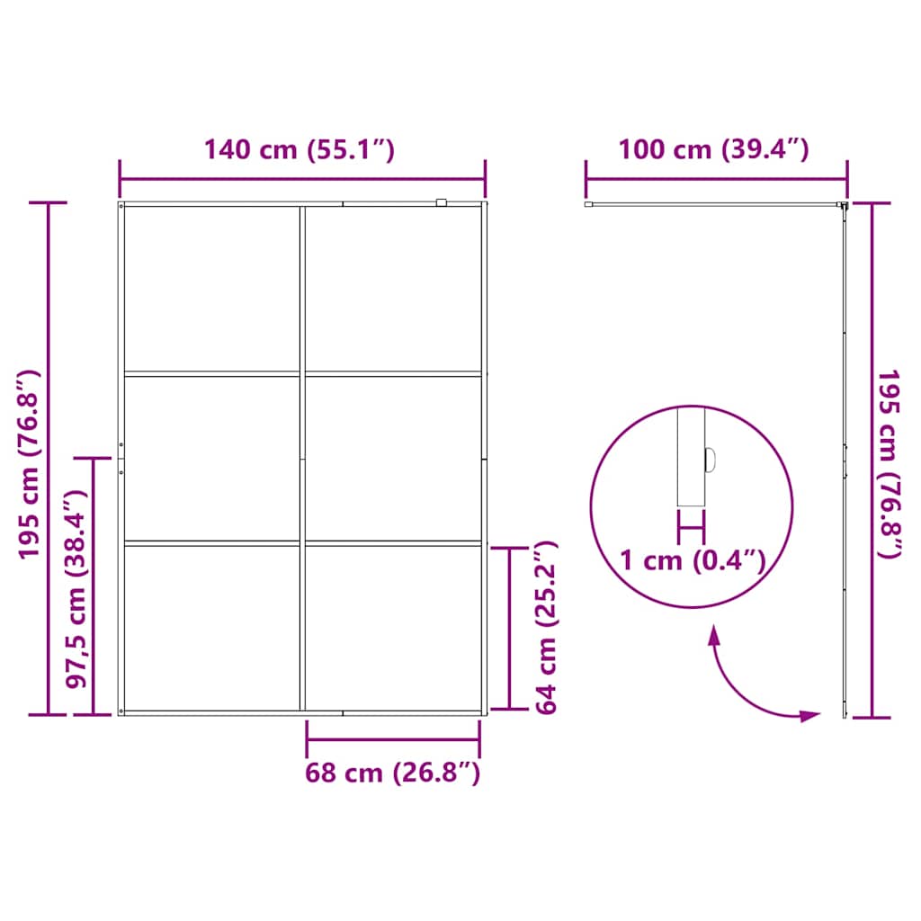 151027 vidaXL Walk-in Shower Wall with Clear ESG Glass 140x195 cm Black