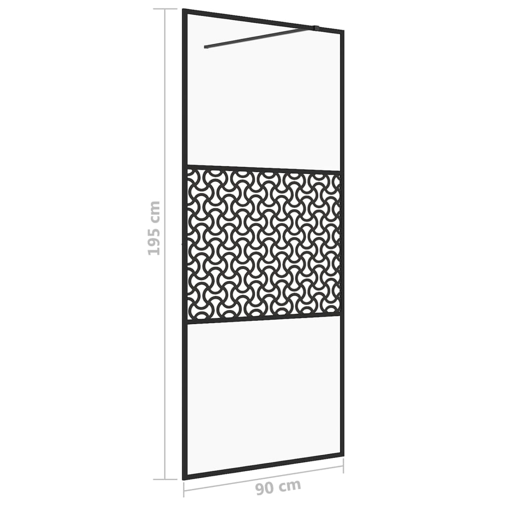 151029 vidaXL Walk-in Shower Wall with Clear ESG Glass 90x195 cm Black