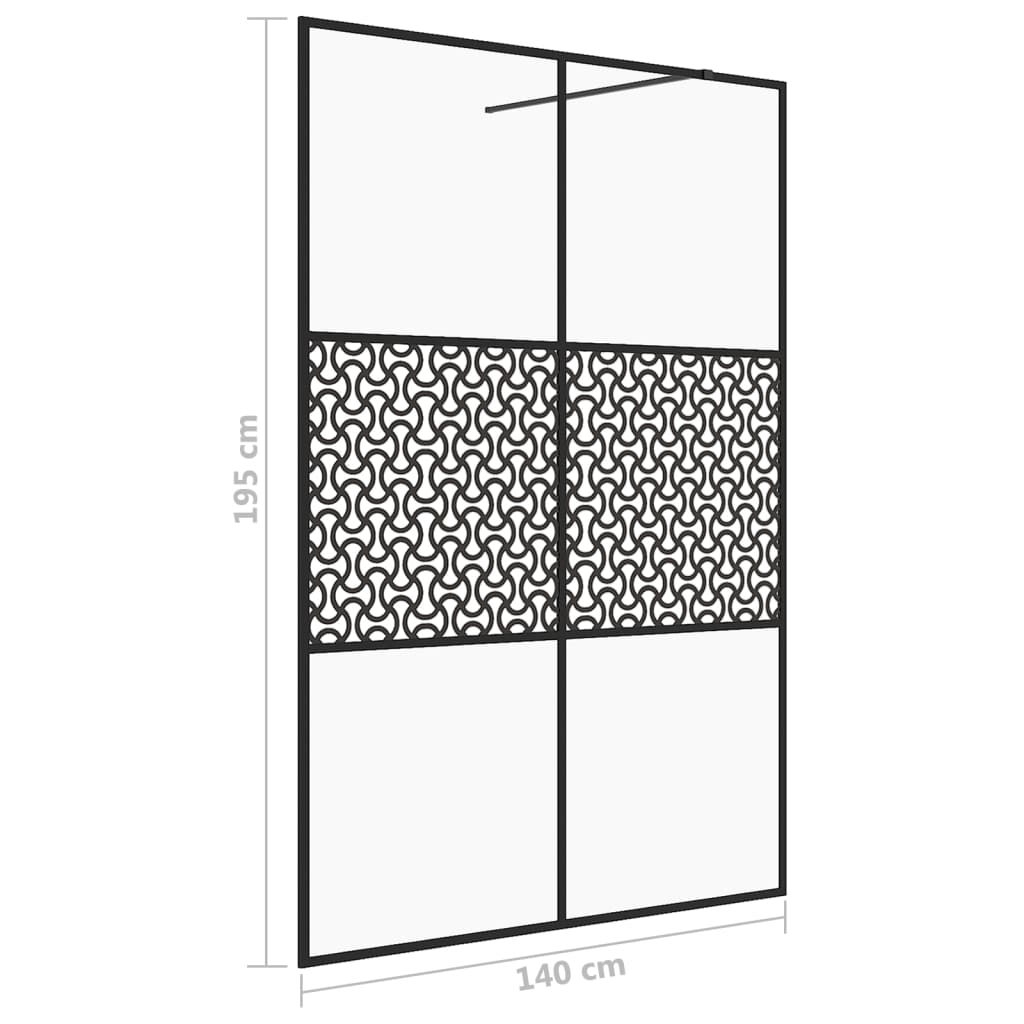 vidaXL Walk-in Shower Wall with Clear ESG Glass 140x195 cm Black