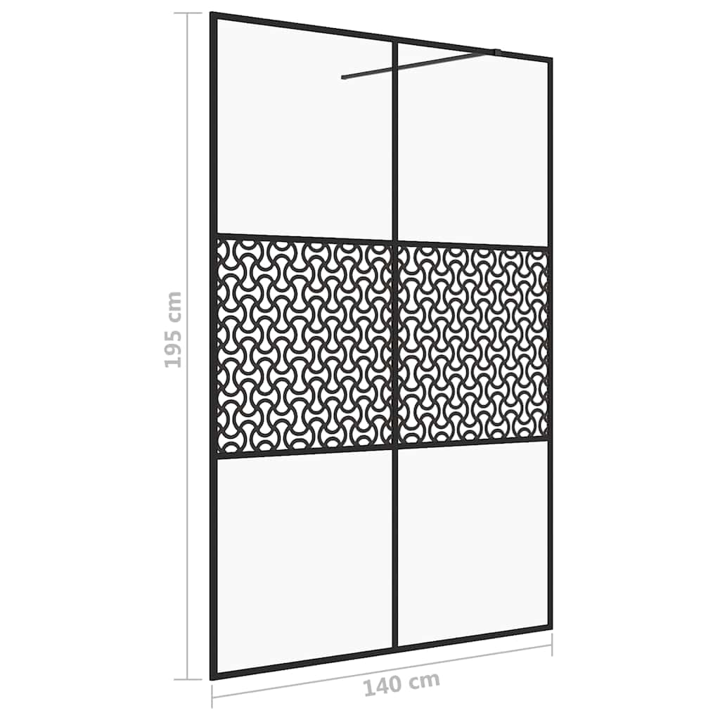 vidaXL Walk-in Shower Wall with Clear ESG Glass 140x195 cm Black