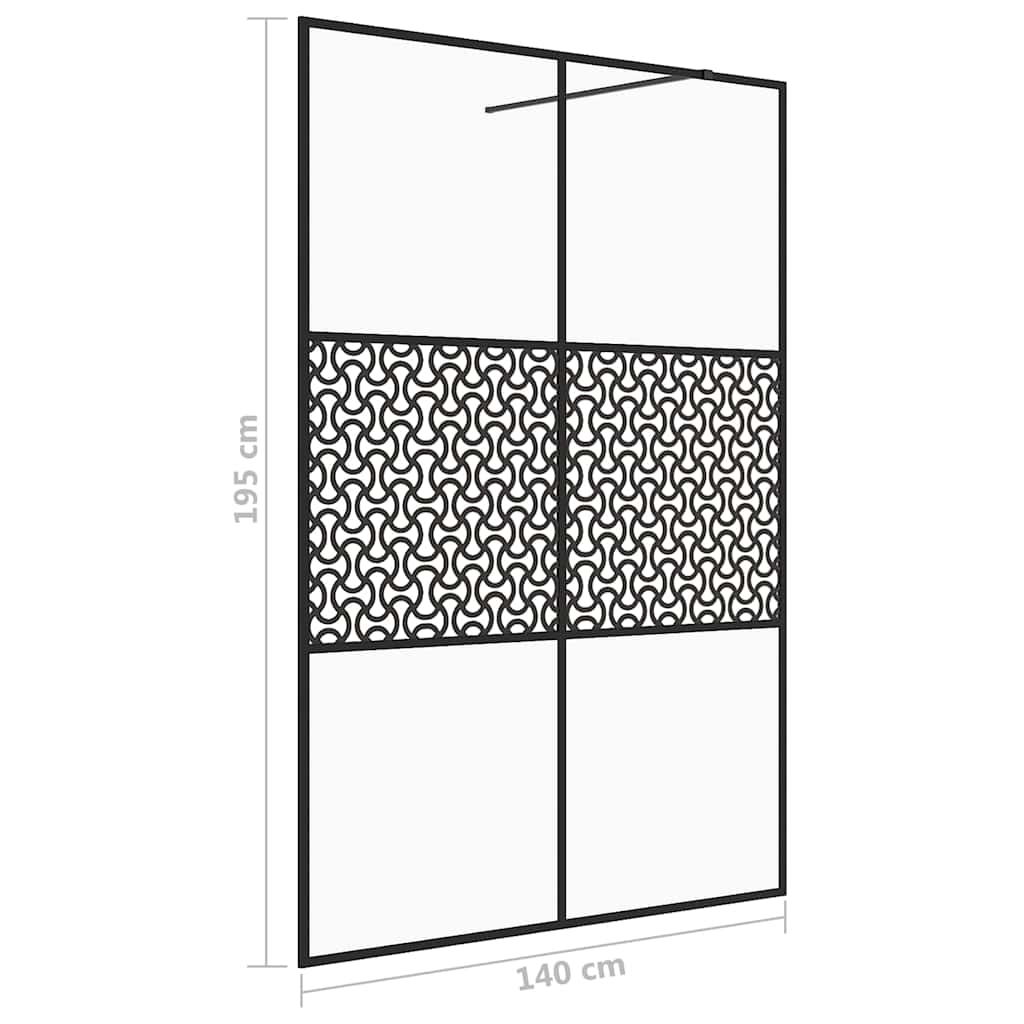 151032 vidaXL Walk-in Shower Wall with Clear ESG Glass 140x195 cm Black