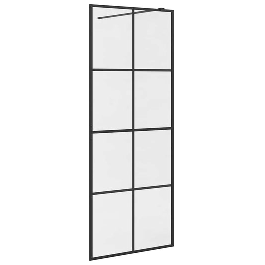 151033 vidaXL Walk-in Shower Wall with Clear ESG Glass 80x195 cm Black