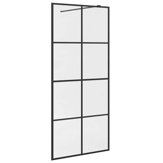 vidaXL Walk-in Shower Wall with Clear ESG Glass 90x195 cm Black