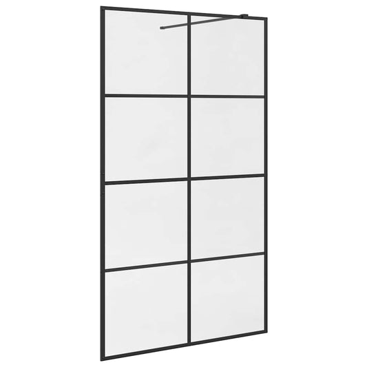151036 vidaXL Walk-in Shower Wall with Clear ESG Glass 115x195 cm Black