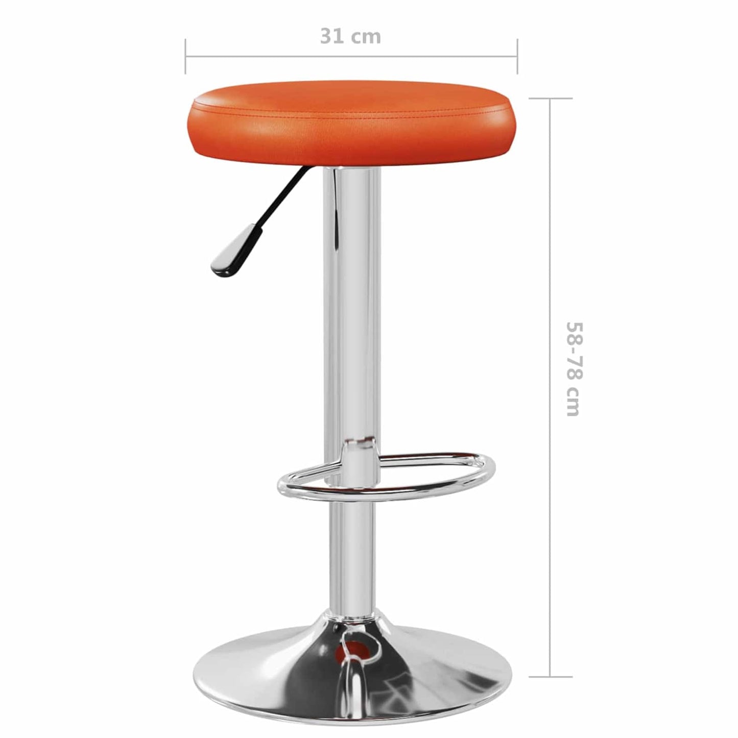 vidaXL Bar Stool Manual 2 pcs Orange 31 x 31 x 87 cm Faux Leather