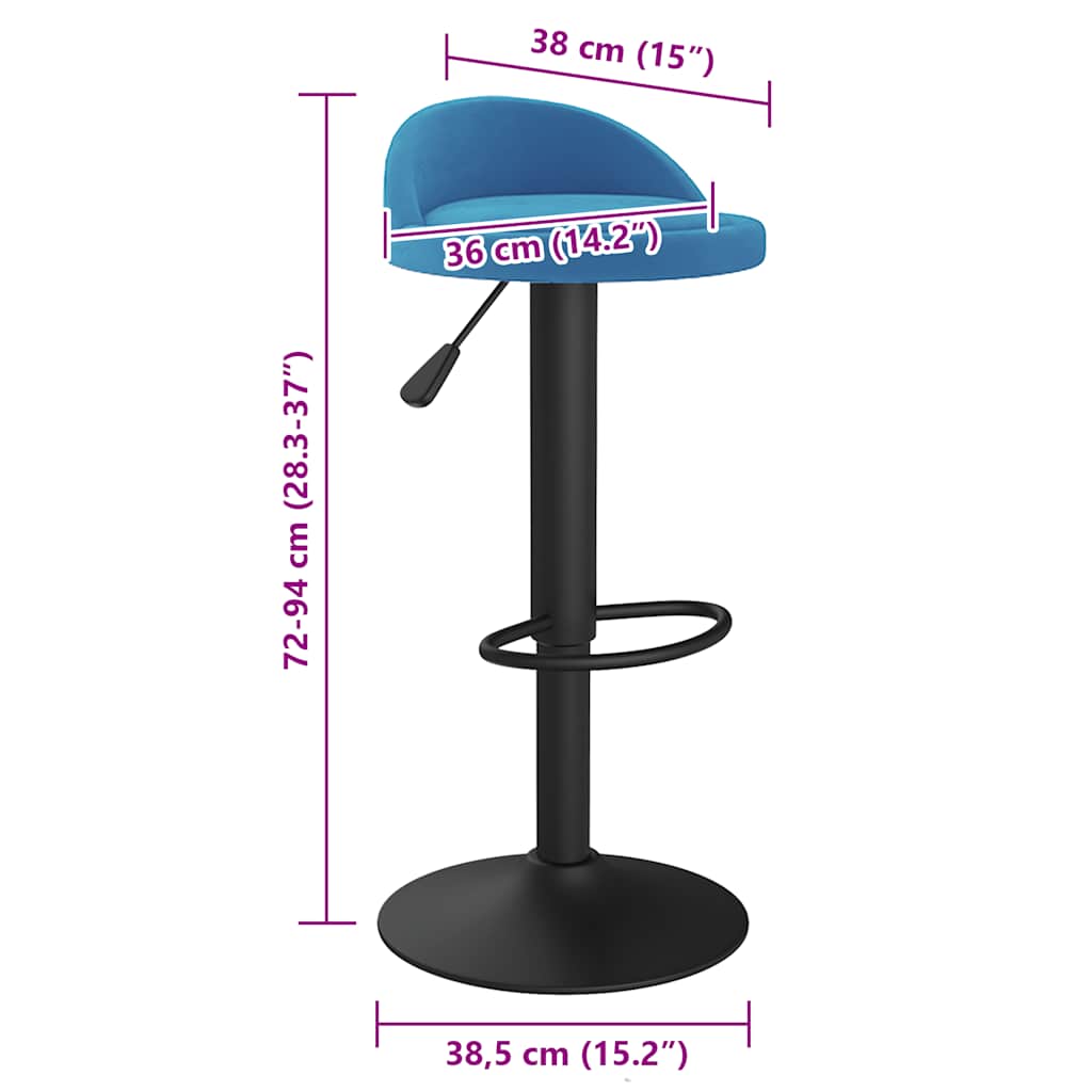 vidaXL Bar Stool Blue Velvet