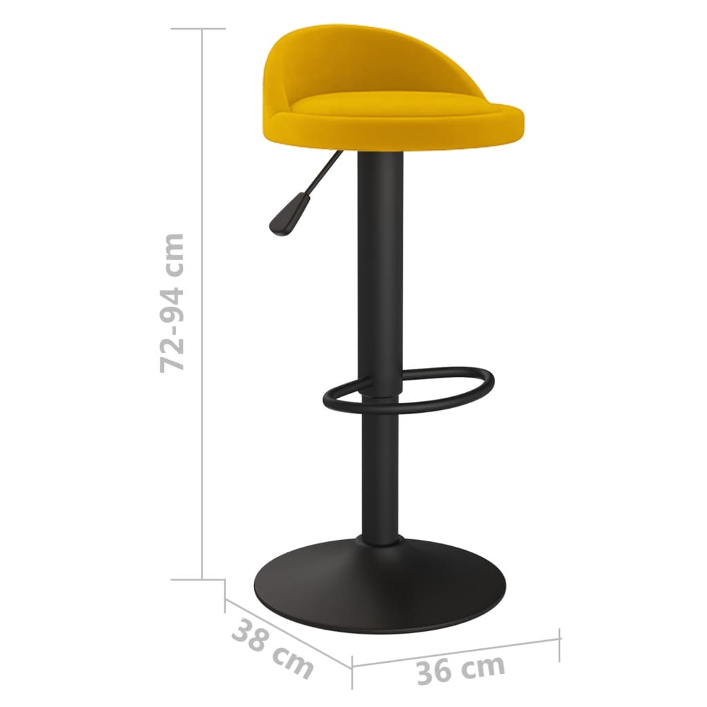 vidaXL Bar Stools 2 pcs Yellow Velvet