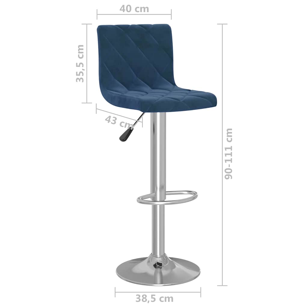 vidaXL Bar Stools 2 pcs Blue Velvet
