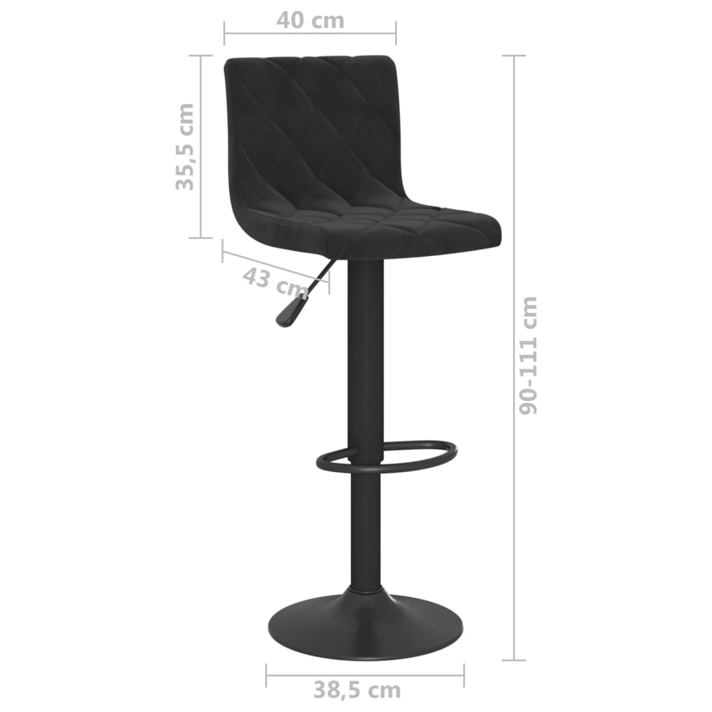 vidaXL Bar Stools 2 pcs Black Velvet