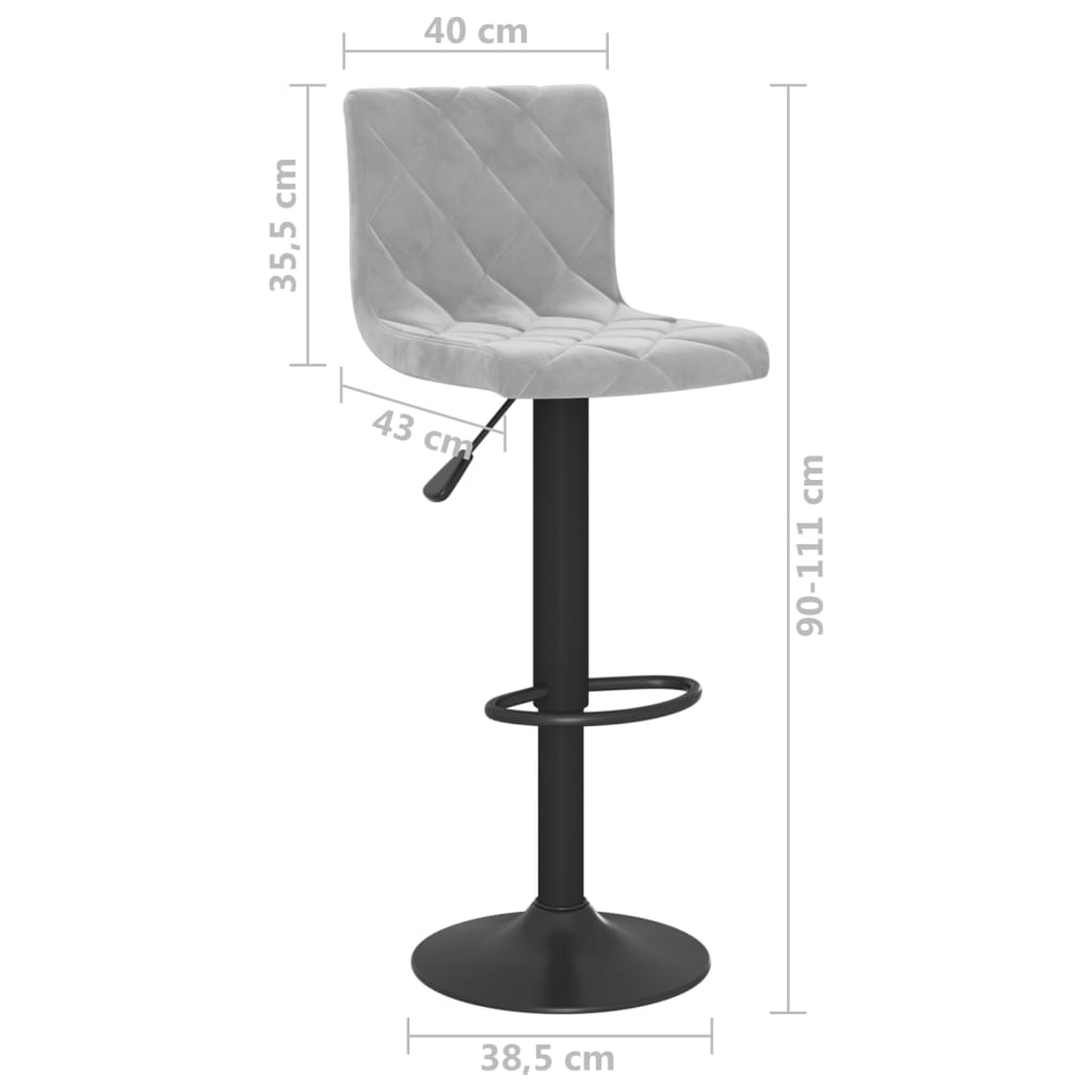 vidaXL Bar Stools 2 pcs Light Grey Velvet