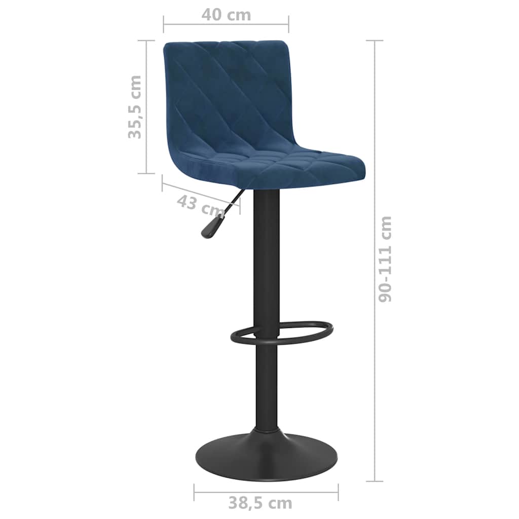 vidaXL Bar Stools 2 pcs Blue Velvet